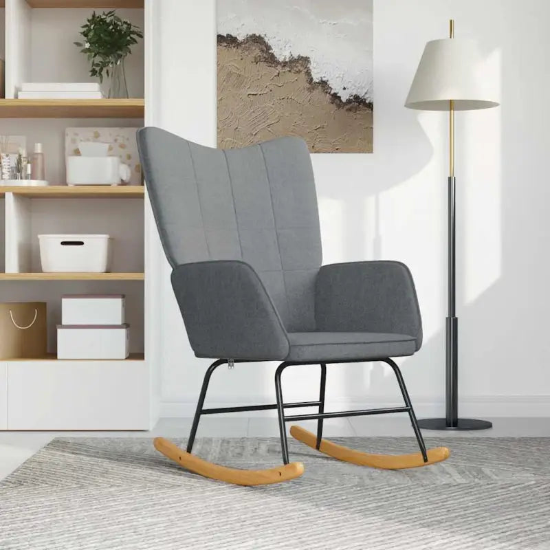 Elegante Schommelstoel met Blokpatroon voor een Modern Interieur - Lichtgrijs / 1 / Zonder voetensteun - Schommelstoelen