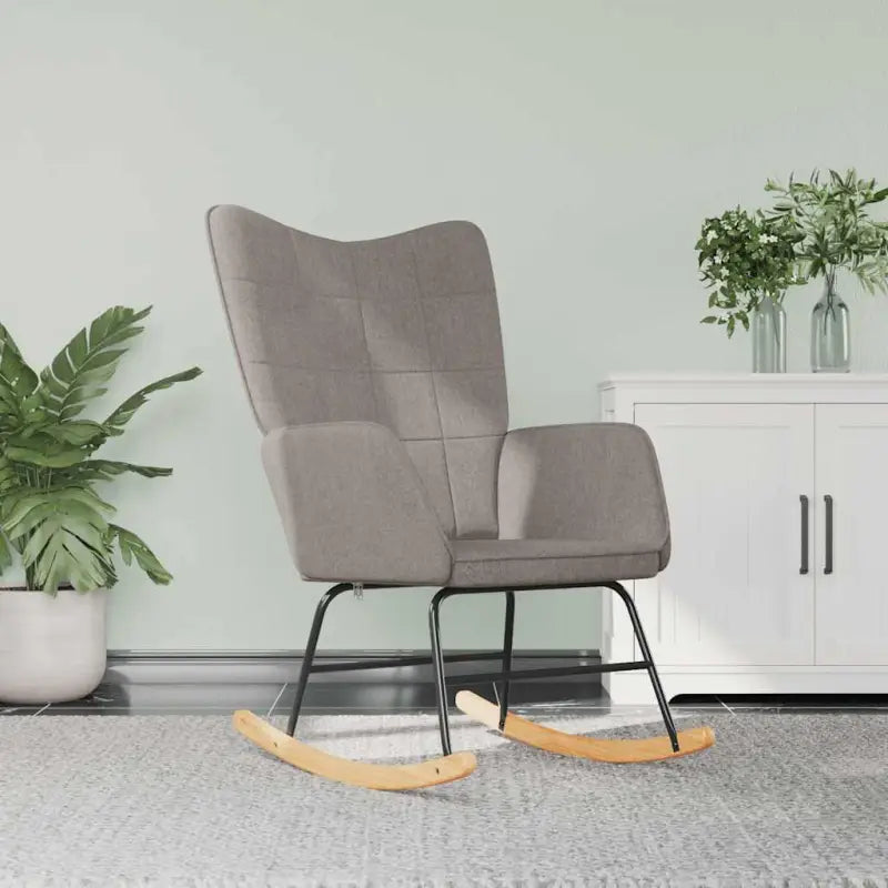Elegante Schommelstoel met Blokpatroon voor een Modern Interieur - Taupe / 1 / Zonder voetensteun - Schommelstoelen