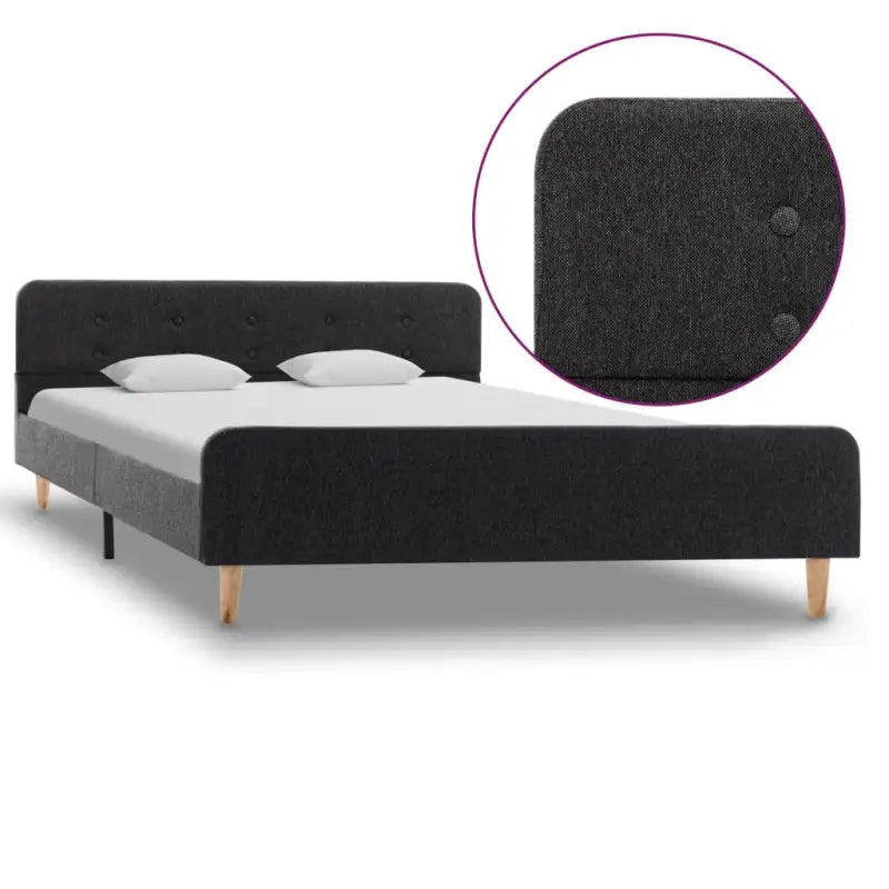 Elegante slaapkamer met klassiek bedframe en gepoedercoat stalen poten - Donkergrijs / 140 x 200 cm - Bedden & bedframes