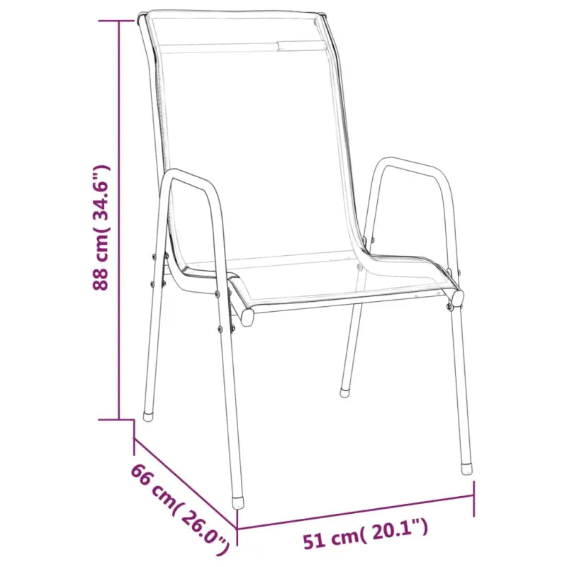 Elegante tuinset met gehard glas en gepoedercoat staal - 80 cm tafellengte - Tuinsets