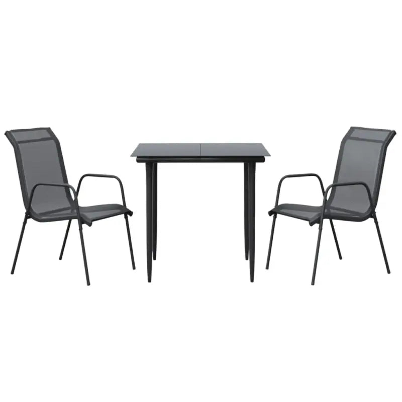 Elegante tuinset met gehard glas en gepoedercoat staal - 80 cm tafellengte - Tuinsets