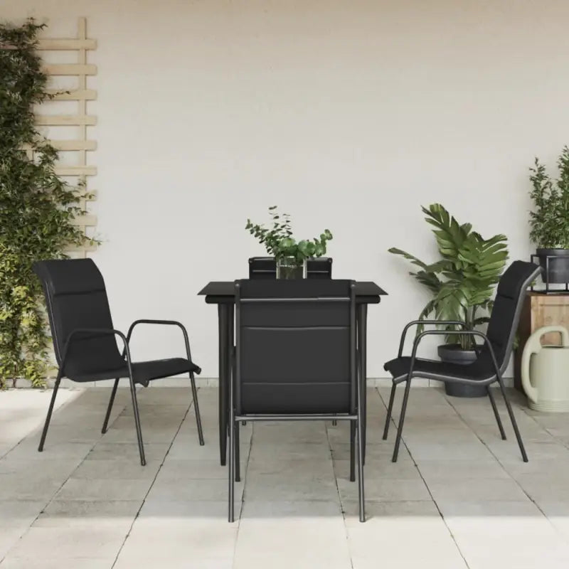 Elegante tuinset met gehard glas en gepoedercoat staal - 80 cm tafellengte - Tuinsets