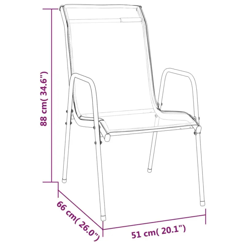 Elegante tuinset met gehard glas en gepoedercoat staal - 80 cm tafellengte - Tuinsets