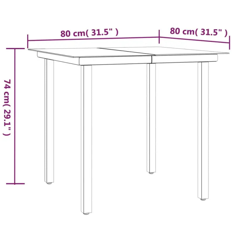 Elegante tuinset met gehard glas en gepoedercoat staal - 80 cm tafellengte - Tuinsets