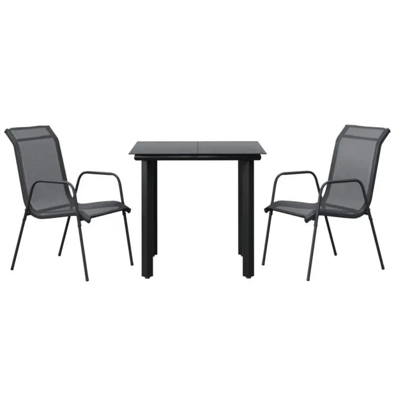 Elegante tuinset met gehard glas en gepoedercoat staal - 80 cm tafellengte - Tuinsets