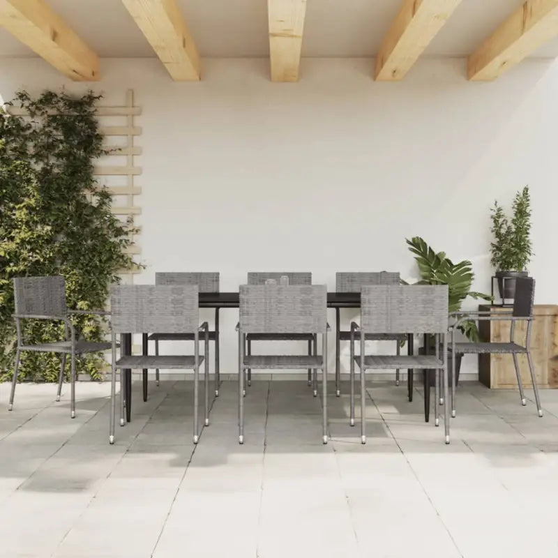 Elegante tuinset met poly rattan en gehard glas voor tuin of terras - 200 cm tafellengte - Tuinsets