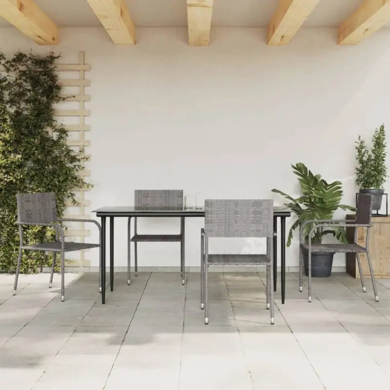 Elegante tuinset met poly rattan en gehard glas voor tuin of terras - 160 cm tafellengte - Tuinsets