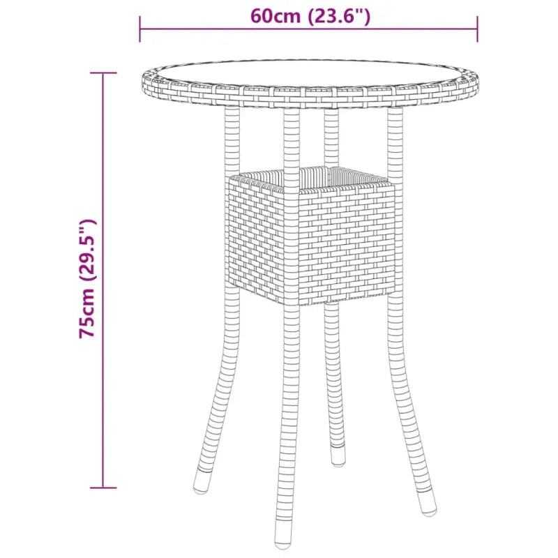 Elegante tuinset met poly rattan en gehard glas voor tuin en terras - Tuinsets