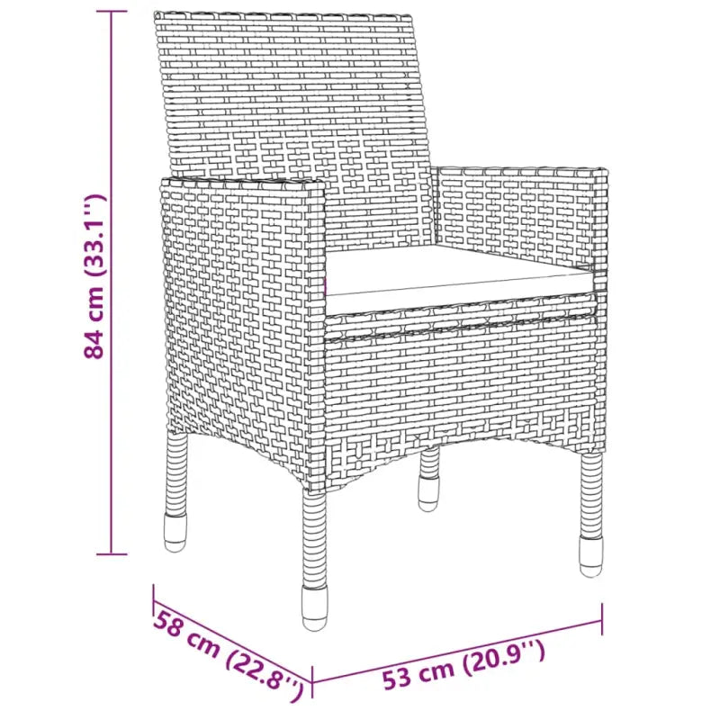 Elegante tuinset met poly rattan en gehard glazen tafelblad - Beige - Tuinsets