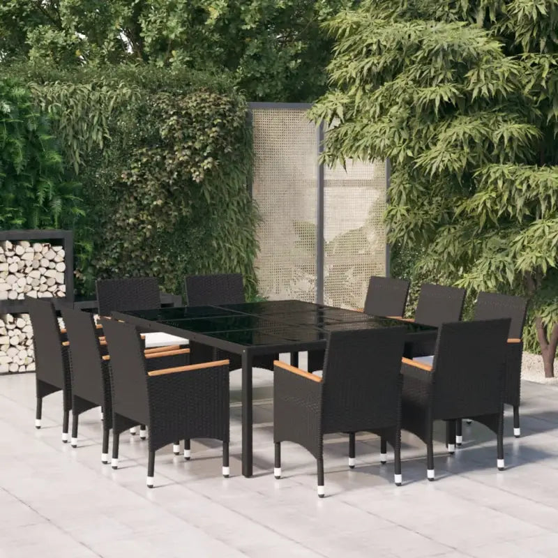 Elegante tuinset met poly rattan en stevige stalen frames - Zwart / 200 cm tafellengte - Tuinsets