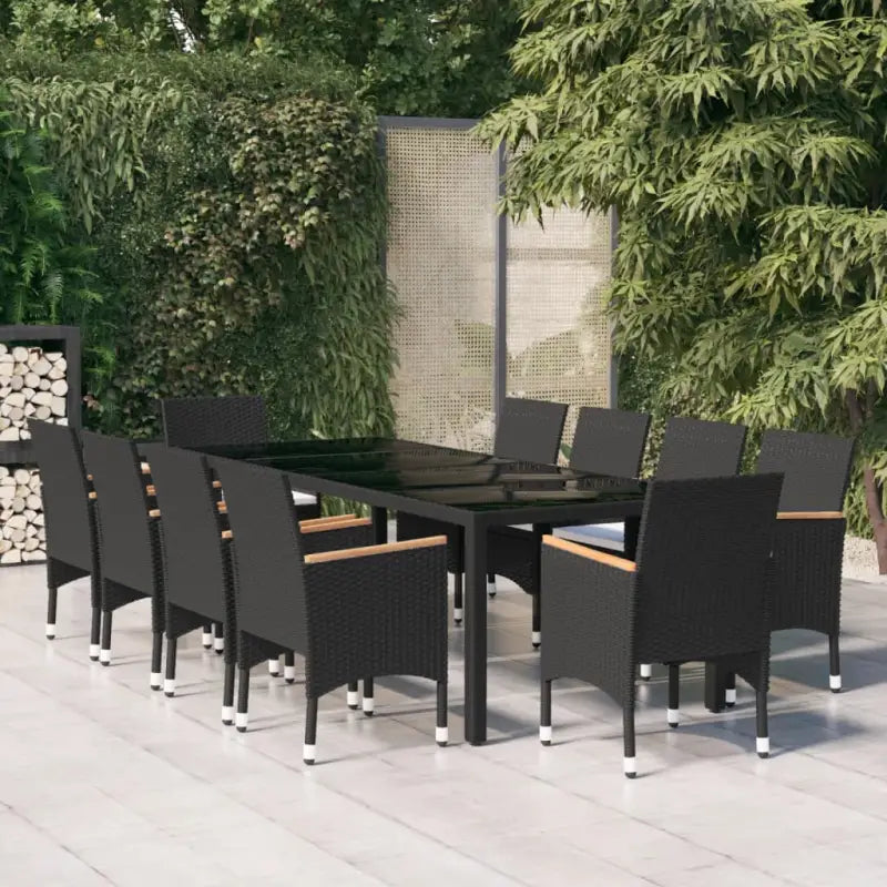Elegante tuinset met poly rattan en stevige stalen frames - Zwart / 250 cm tafellengte - Tuinsets