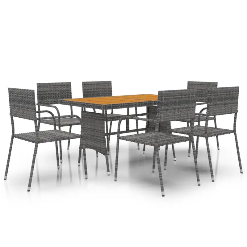 Elegante tuinset met waterdicht PE-rattan en massief acaciahout - Grijs - Tuinsets
