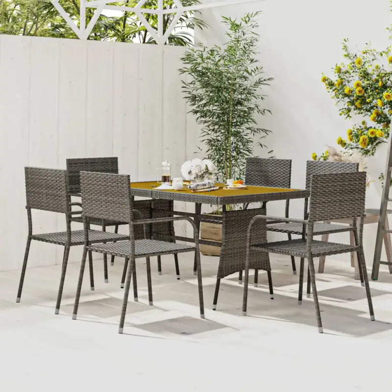 Elegante tuinset met waterdicht PE-rattan en massief acaciahout - Grijs - Tuinsets