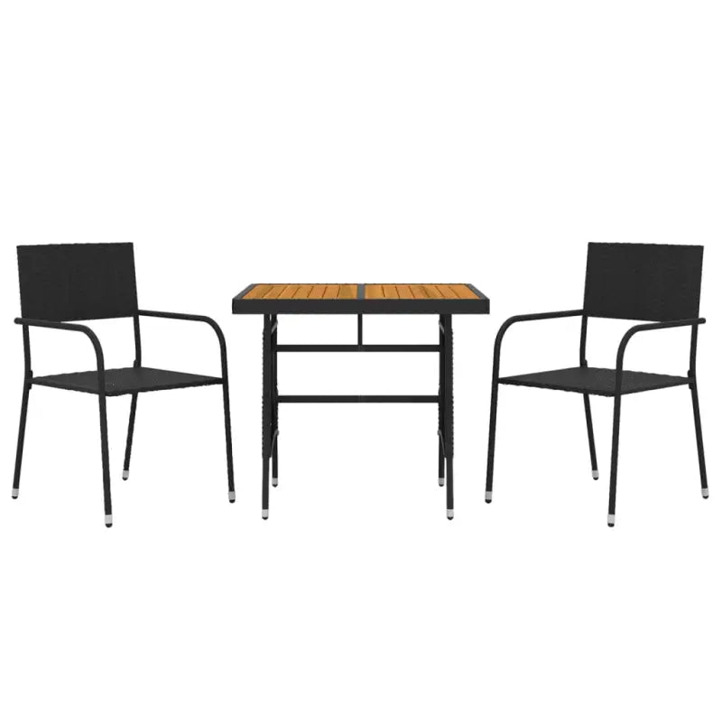 Elegante tuinset met waterdicht PE-rattan en massief acaciahout - Zwart - Tuinsets