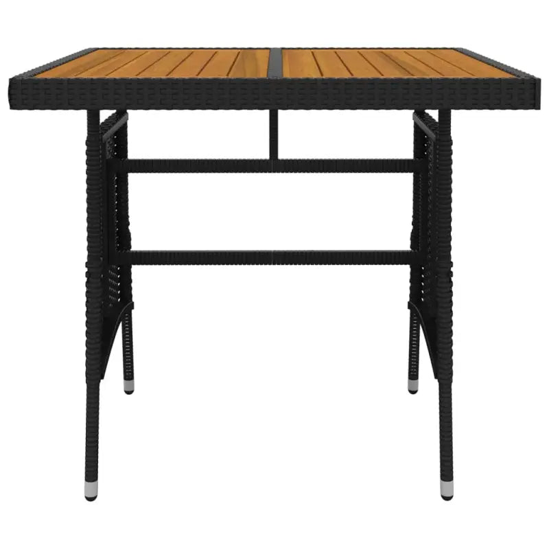 Elegante tuinset met waterdicht PE-rattan en massief acaciahout - Zwart en crème - Tuinsets