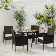 Elegante tuinset met waterdicht PE-rattan en massief acaciahout - Zwart en crème - Tuinsets