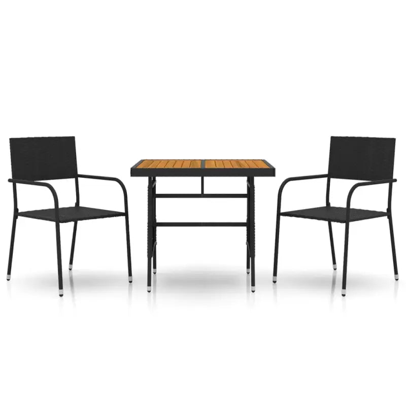 Elegante tuinset met waterdicht PE-rattan en massief acaciahout - Zwart - Tuinsets