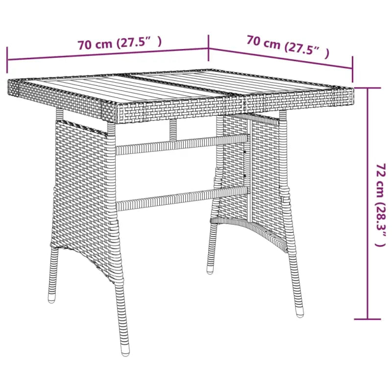 Elegante tuinset met waterdicht PE-rattan en massief acaciahout - Zwart en crème - Tuinsets