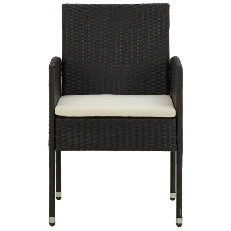 Elegante tuinset met waterdicht PE-rattan en massief acaciahout - Zwart en crème - Tuinsets