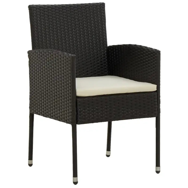 Elegante tuinset met waterdicht PE-rattan en massief acaciahout - Zwart en crème - Tuinsets