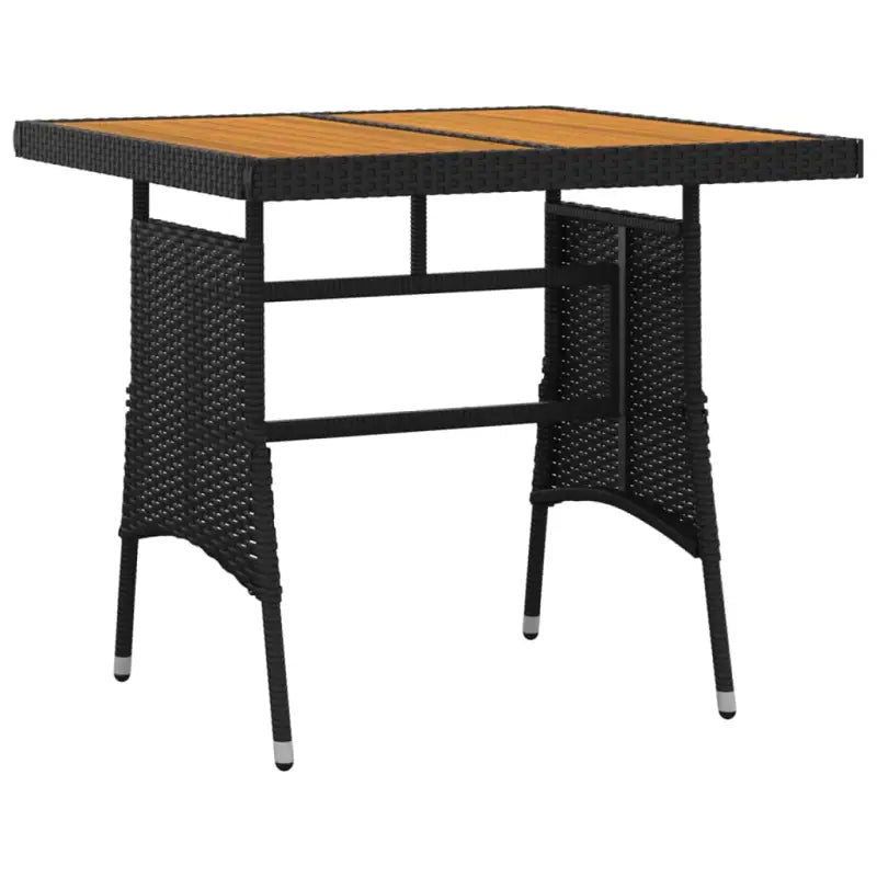 Elegante tuinset met waterdicht PE-rattan en massief acaciahout - Zwart en crème - Tuinsets