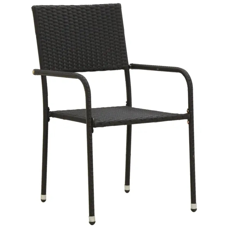Elegante tuinset met waterdicht PE-rattan en massief acaciahout - Zwart - Tuinsets