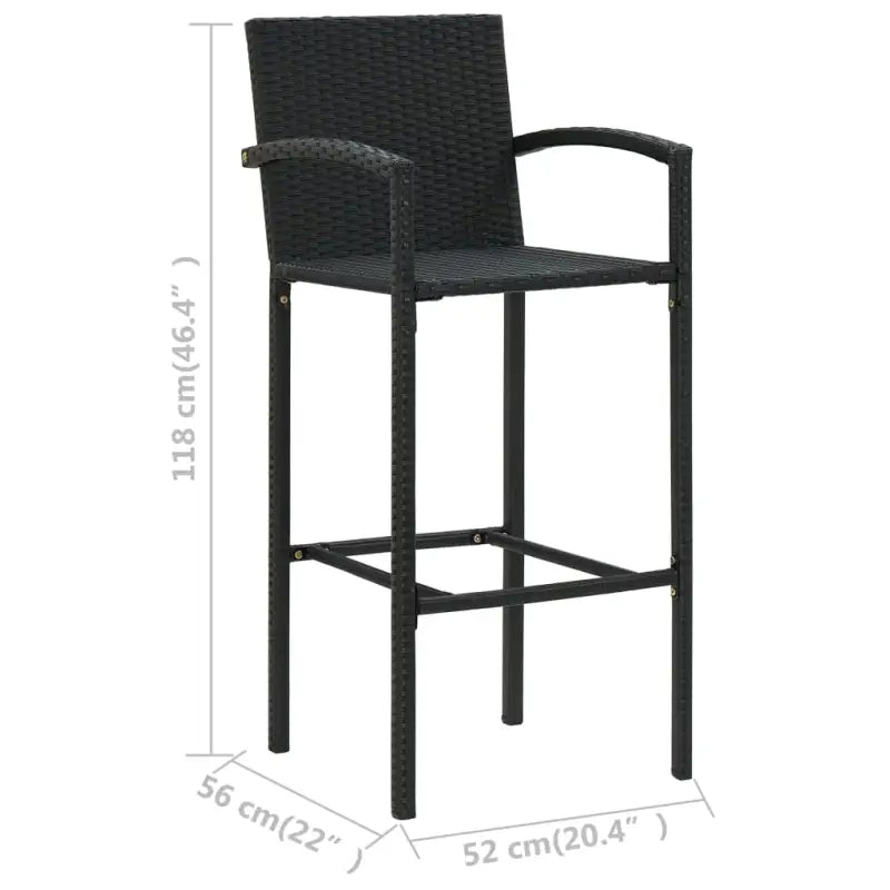Elegante tuinset met zwart materiaal en gepoedercoat staal - Tuinsets