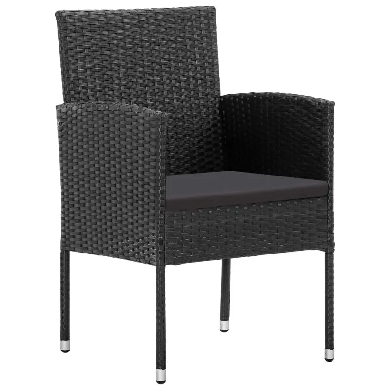 Elegante tuinset met zwart materiaal en poly rattan voor binnen en buiten - Tuinsets