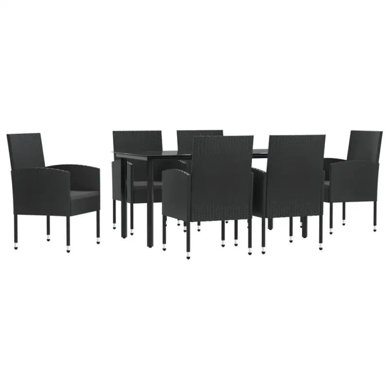 Elegante tuinset met zwart materiaal poly rattan en gehard glas - Tuinsets