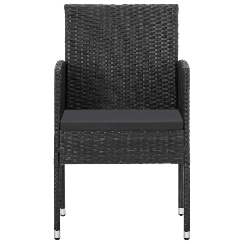 Elegante tuinset met zwart materiaal poly rattan en gehard glas - Tuinsets