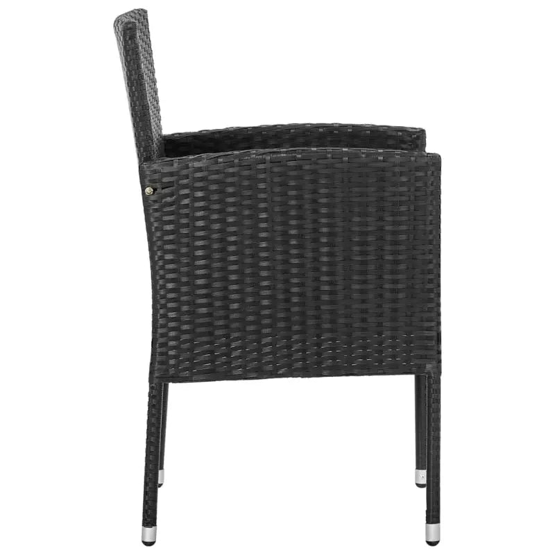 Elegante tuinset met zwart materiaal poly rattan en gehard glas - Tuinsets