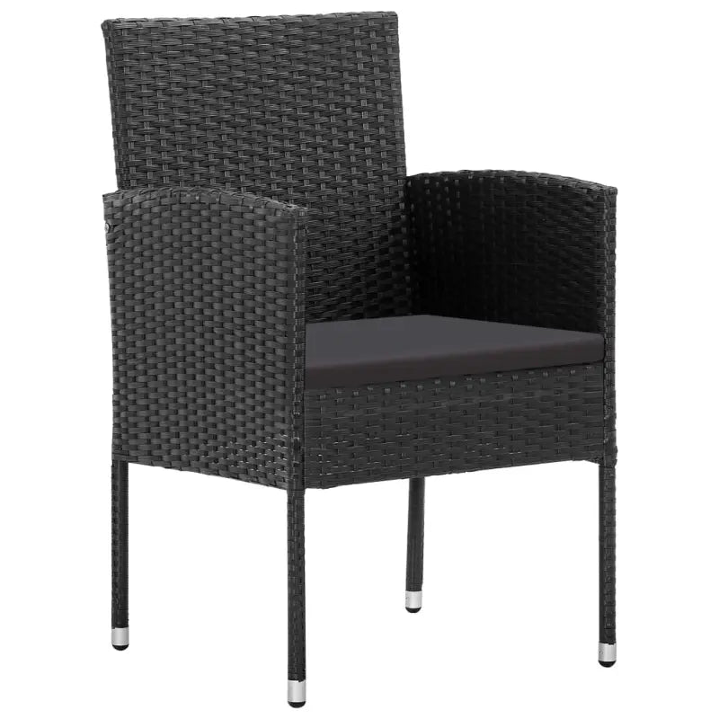 Elegante tuinset met zwart materiaal poly rattan en gehard glas - Tuinsets
