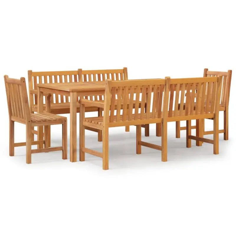 Elegante tuinset van fijn geschuurd hard teakhout voor dineren en ontspannen - Tuinsets