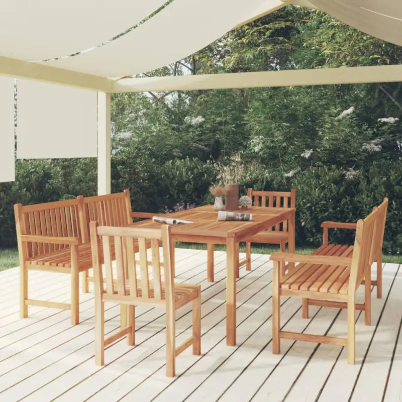 Elegante tuinset van fijn geschuurd hard teakhout voor dineren en ontspannen - Tuinsets