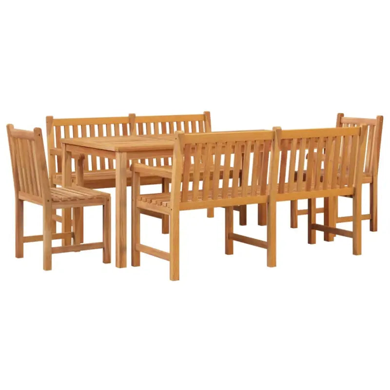 Elegante tuinset van fijn geschuurd hard teakhout voor dineren en ontspannen - Tuinsets