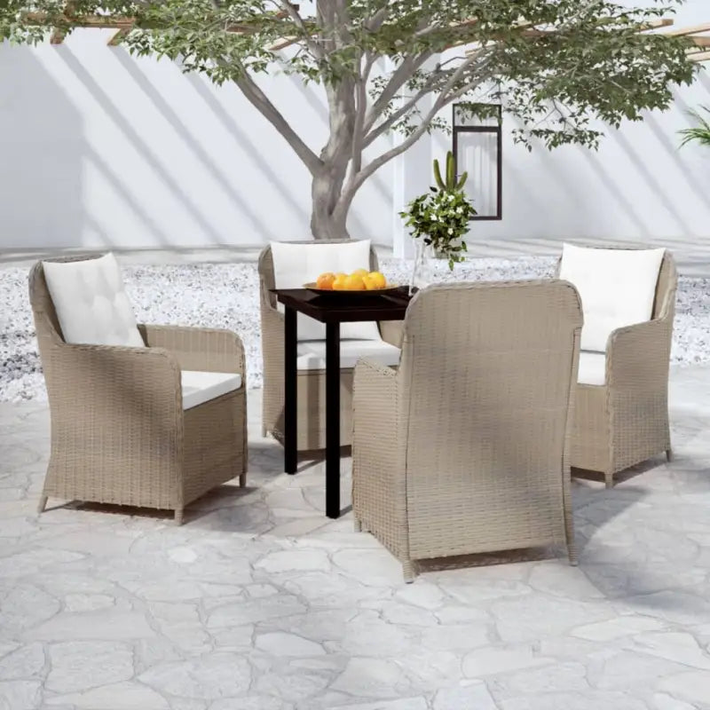 Elegante tuinset van gepoedercoat staal voor buitengebruik - Bruin / 80 cm tafellengte - Tuinsets