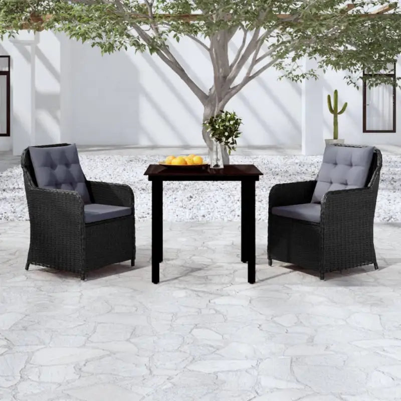 Elegante tuinset van gepoedercoat staal voor buitengebruik - Zwart / 80 cm tafellengte - Tuinsets