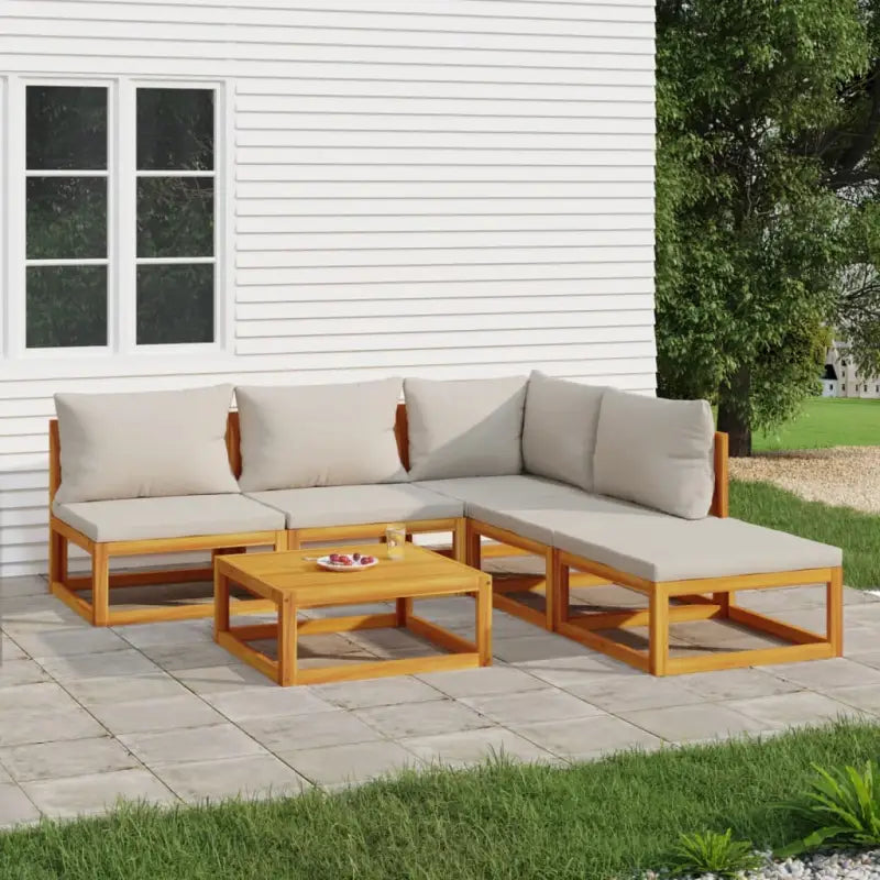 Elegante tuinset van massief acaciahout met comfortabele afmetingen rugkussen - Tuinsets
