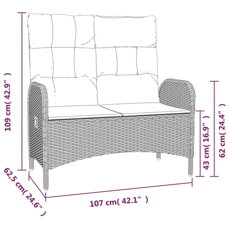 Elegante tuinset van poly rattan met gehard glas en gepoedercoat staal - Tuinsets