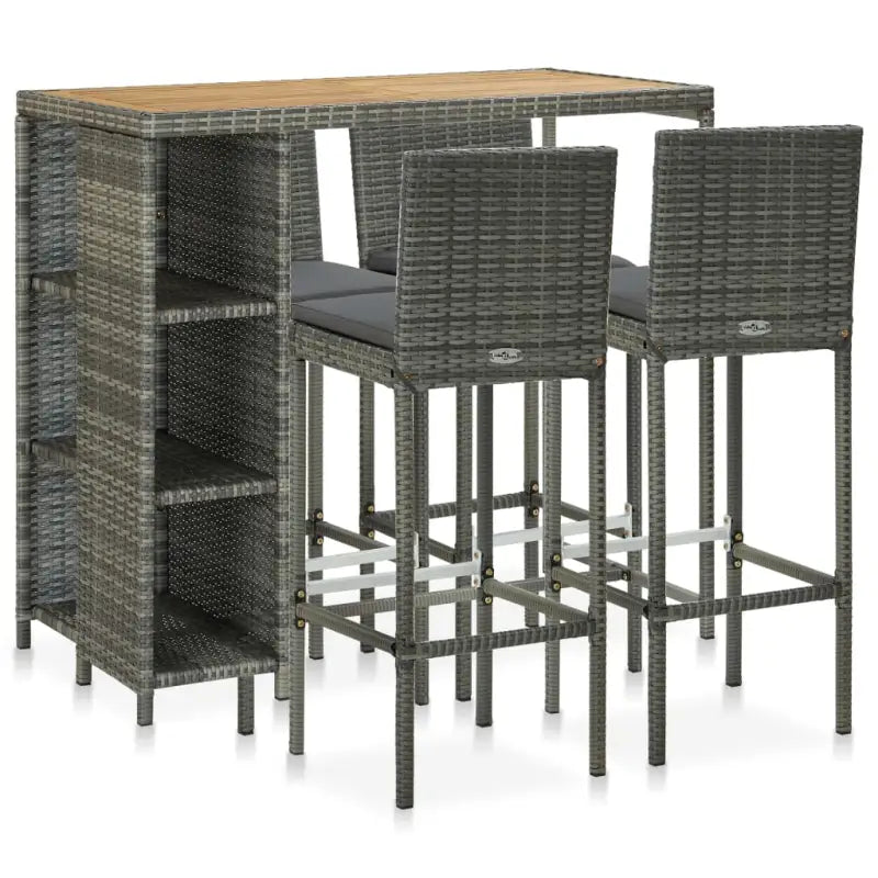 Elegante tuinset van poly rattan voor buitengebruik - Grijs en bruin - Tuinsets