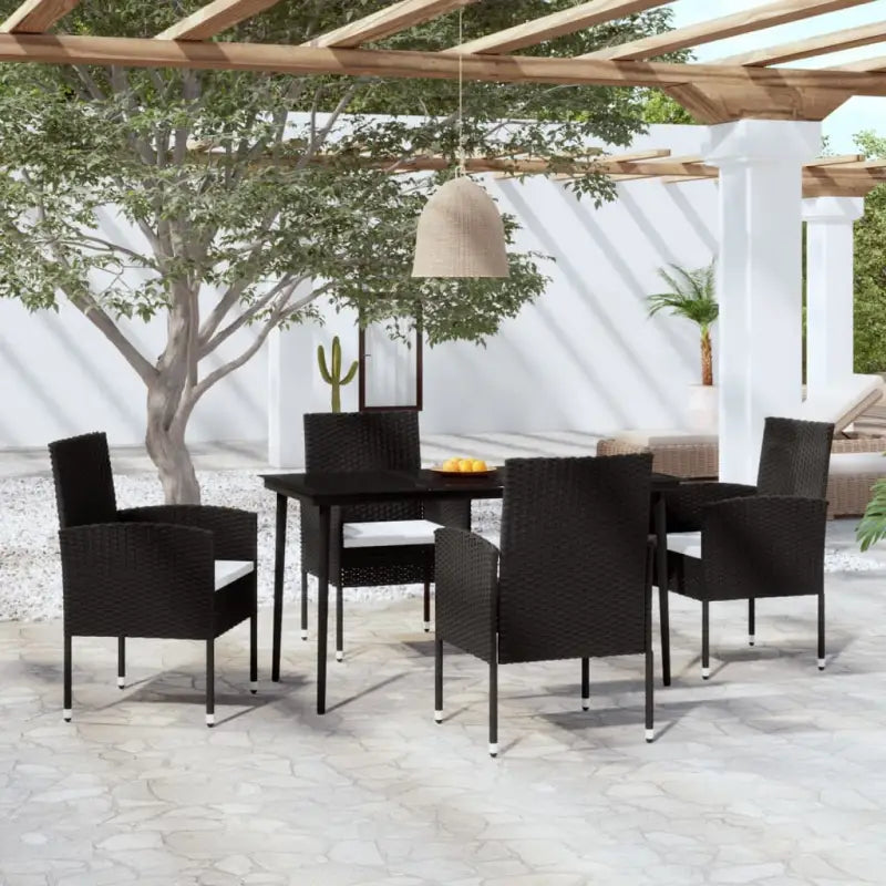 Elegante Tuinset voor Buiten met Stevige Stalen Constructie - Zwart / 140 cm tafellengte - Tuinsets
