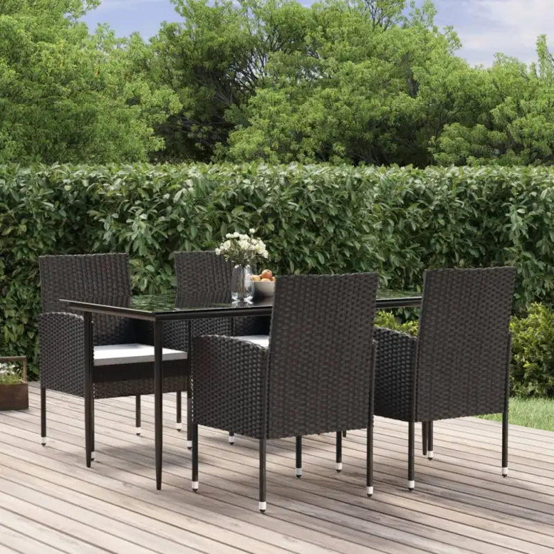 Elegante Tuinset voor Buiten met Stevige Stalen Constructie - Zwart en wit / 160 cm tafellengte - Tuinsets
