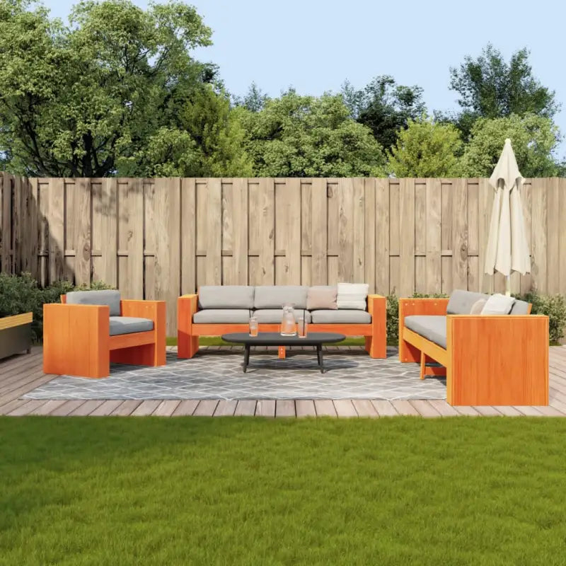 Elegante tuinsets van massief grenenhout met wasbruin materiaal - Wasbruin / 189 x 60 x 62 cm - Tuinsets