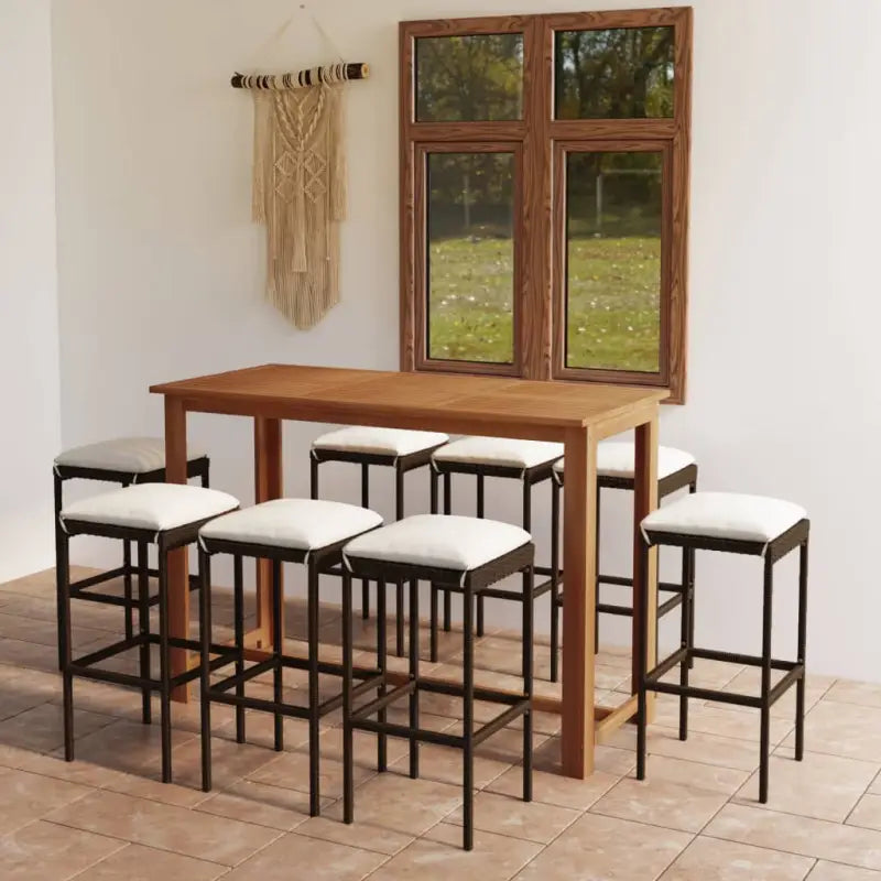 Elegante tuinstoelset met massief acaciahout en olieafwerking - Bruin - Tuinsets