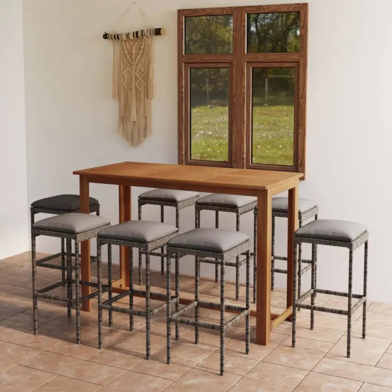 Elegante tuinstoelset met massief acaciahout en olieafwerking - Grijs - Tuinsets
