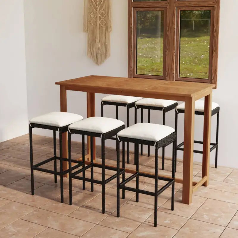 Elegante tuinstoelset met massief acaciahout en olieafwerking - Zwart - Tuinsets