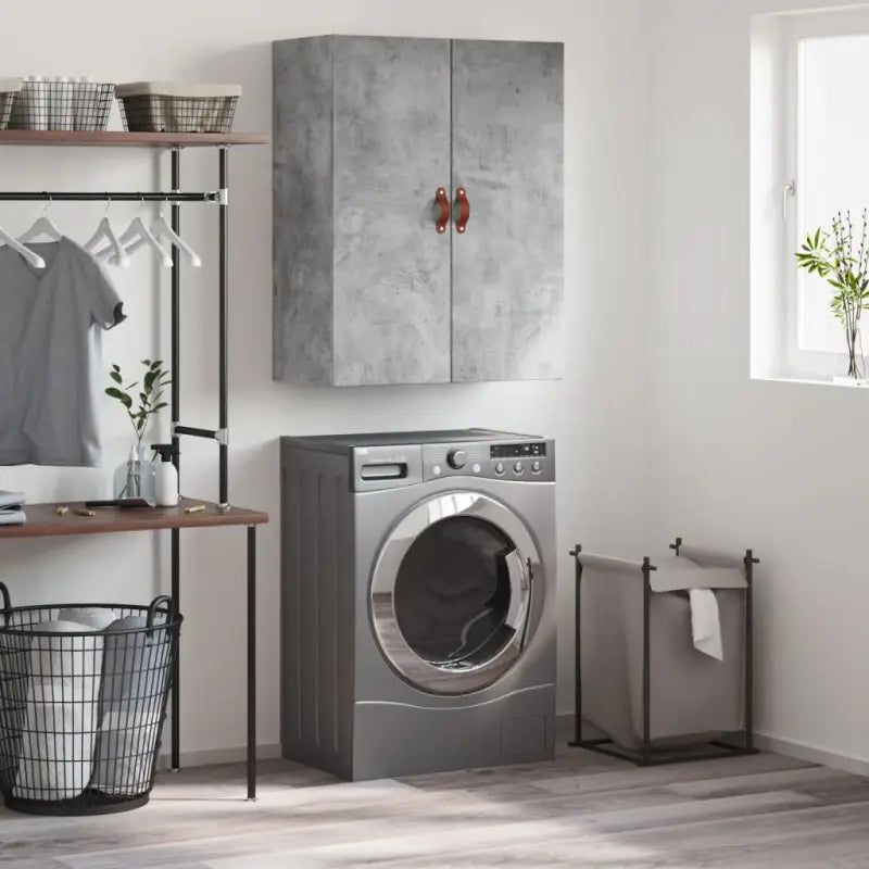 Elegante wandkast van bewerkt hout met tijdloos ontwerp - Betongrijs / 1 - Dressoirs & buffetkasten