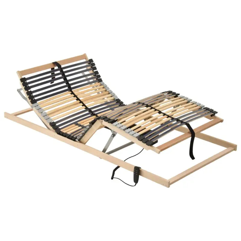 Elektrische lattenbodem met massief beukenhouten frame en dubbele latten - 90 x 200 cm / Nee / Verstelbaar (elektrisch)
