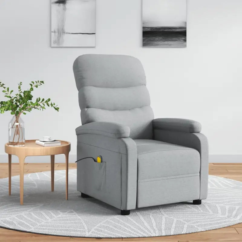 Elektrische massagefauteuil met verstelbare rug en voetensteun - Lichtgrijs / 1 - Elektrische massagestoelen