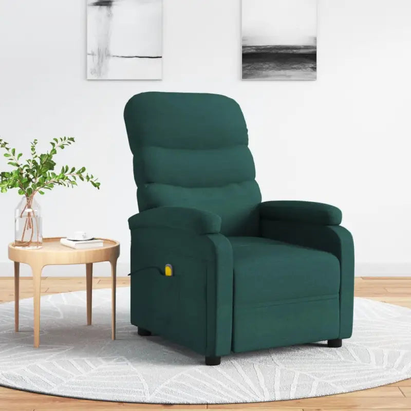 Elektrische massagefauteuil met verstelbare rug en voetensteun - Donkergroen / 1 - Elektrische massagestoelen